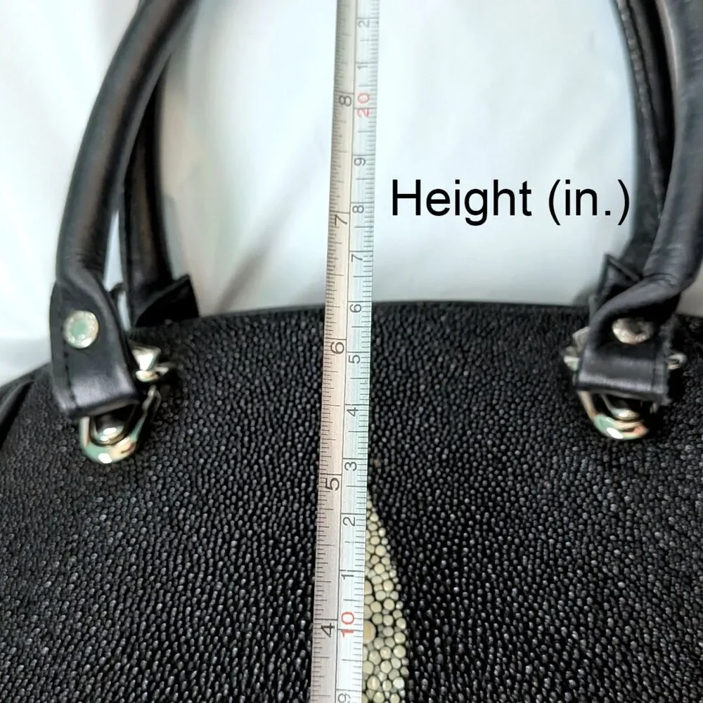 Vintage Stingray Leather Purse Handbag Satchel Black Exotic Genuine Shagreen